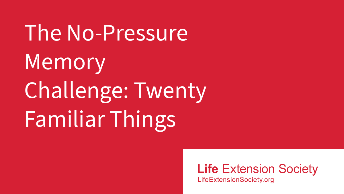 The No-Pressure Memory Challenge: Twenty Familiar Things